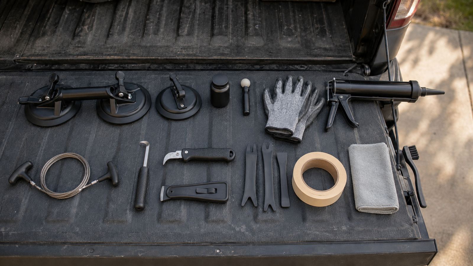 Mobile auto glass repair tools